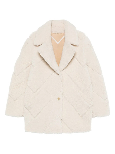  Off-white Chevron-pattern Shearling Jacket 