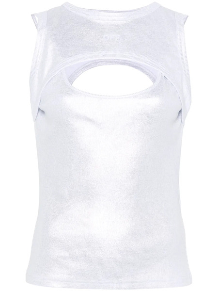  Off-white Coated Ribbed Tank Top - Silver 