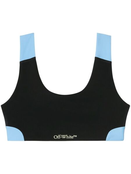  Off-white Colour-block Sports Bra - Black 