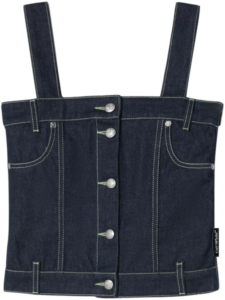  Off-white Corset-style Denim Top - Blue 