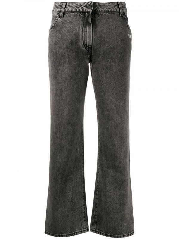  Off-white Cropped Leg Mid-rise Jeans - Black 