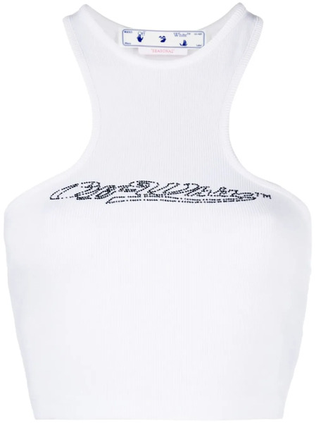  Off-white Crystal-embellished Logo Crop Top 