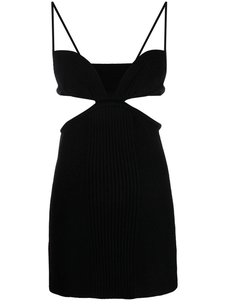  Off-white Cut-out Ribbed-knit Minidress - Black 