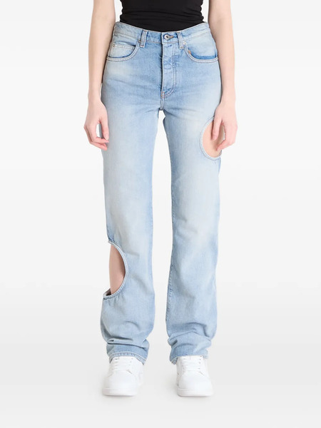 Off-white Cut-out Straight-leg Jeans - Blue 