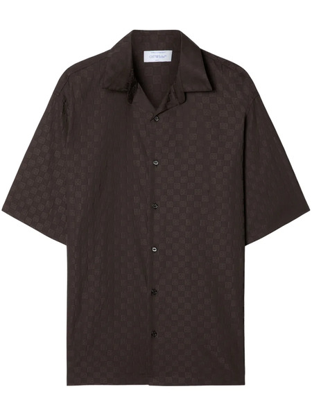  Off-white Damier Cot-jacquard Shirt - Brown 