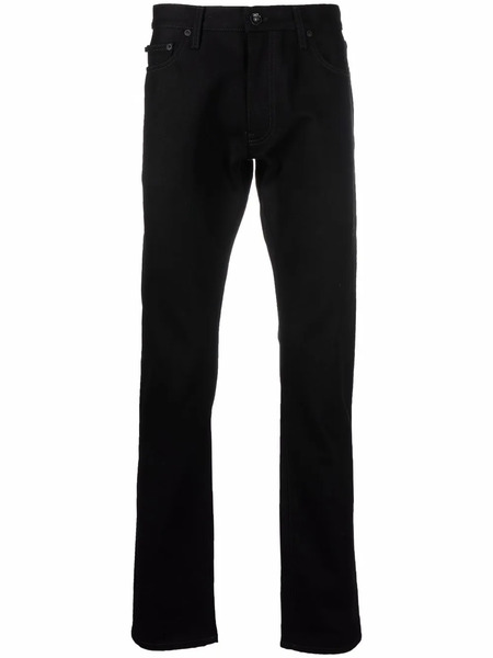 Off-white Diag-stripe Print Slim Fit Jeans - Black 