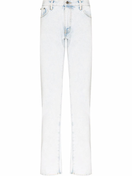  Off-white Diag-stripe Print Slim Fit Jeans - Blue 