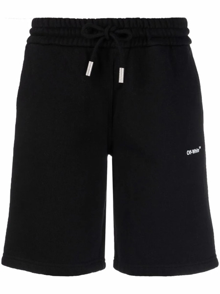  Off-white Diag-stripe Print Track Shorts - Black 