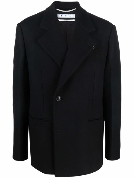  Off-white Double-breasted Short Coat - Black 