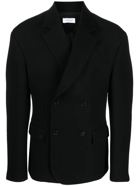  Off-white Double-breasted Virgin-wool Blazer - Black 
