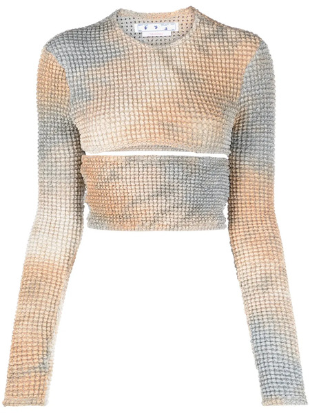  Off-white Double Tie-dye Cut-out Top - Blue 