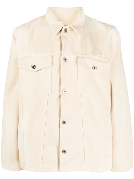  Off-white Embroidered-motif Denim Shirt - Neutrals 