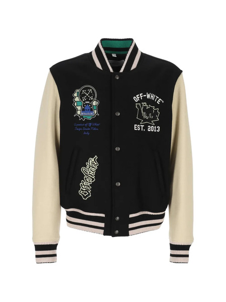  Off-white Embroidered Varsity Jacket - Black 