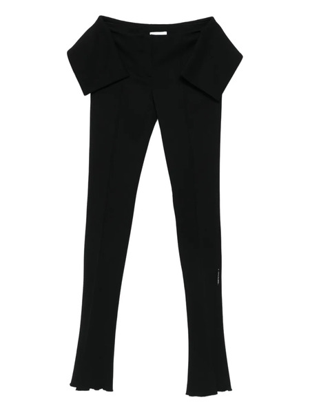  Off-white Flared-leg Ruffled Trousers - Black 