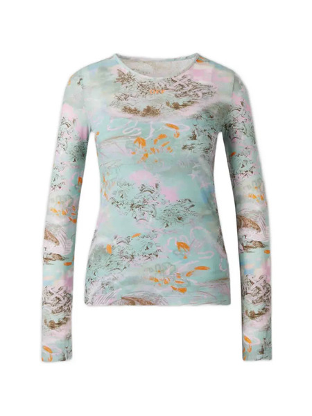  Off-white Floral Undershirt Long-sleeves T-shirt - Blue 
