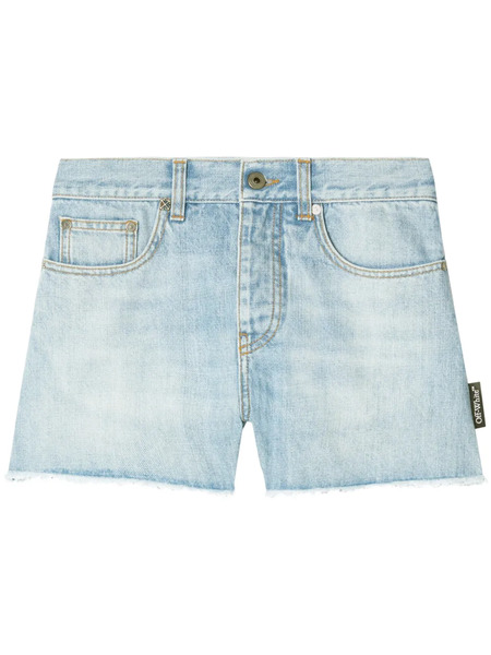  Off-white Frayed Denim Shorts - Blue 