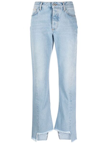  Off-white Frayed-edge Straight-leg Jeans - Blue 