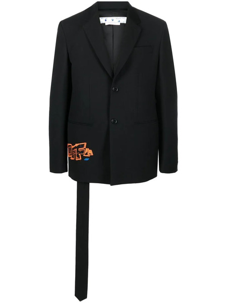  Off-white Graf Coupe' Strap Rel Single-breasted Blazer - Black 