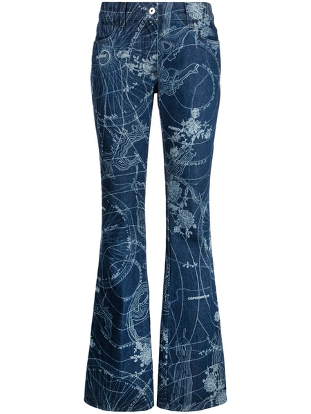  Off-white Graphic-print Flared Jeans - Blue 