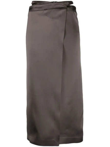  Off-white High-waisted Wrap Midi Skirt - Black 