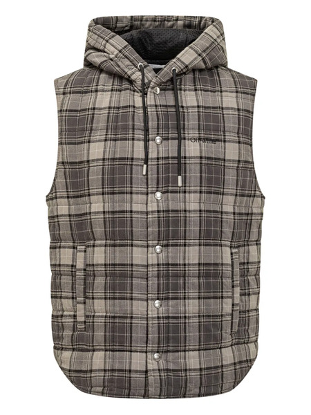  Off-white Hooded Plaid Vest - Grey 