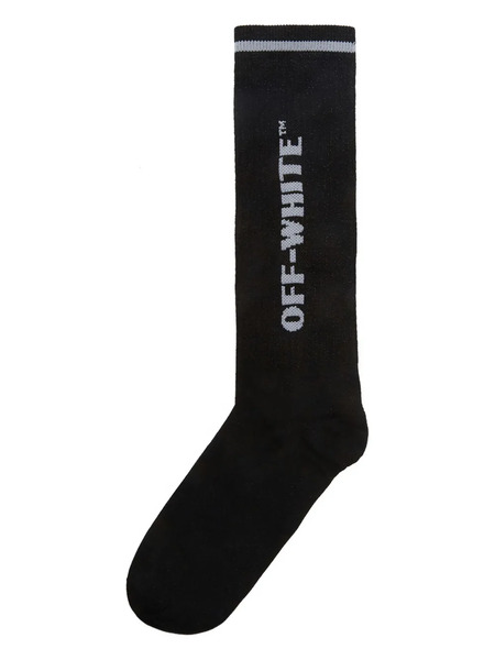  Off-white Intarsia-knit Logo Socks - Black 