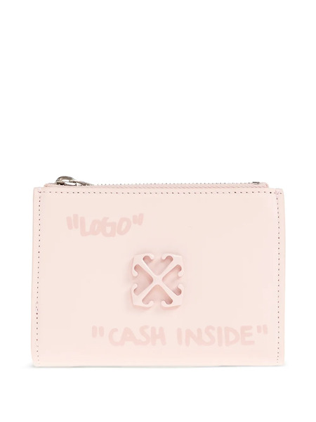  Off-white Jitney Quote Zip Wallet - Pink 