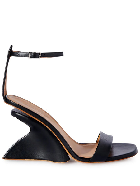  Off-white Jug Wedge-heel Leather Sandals - Black 