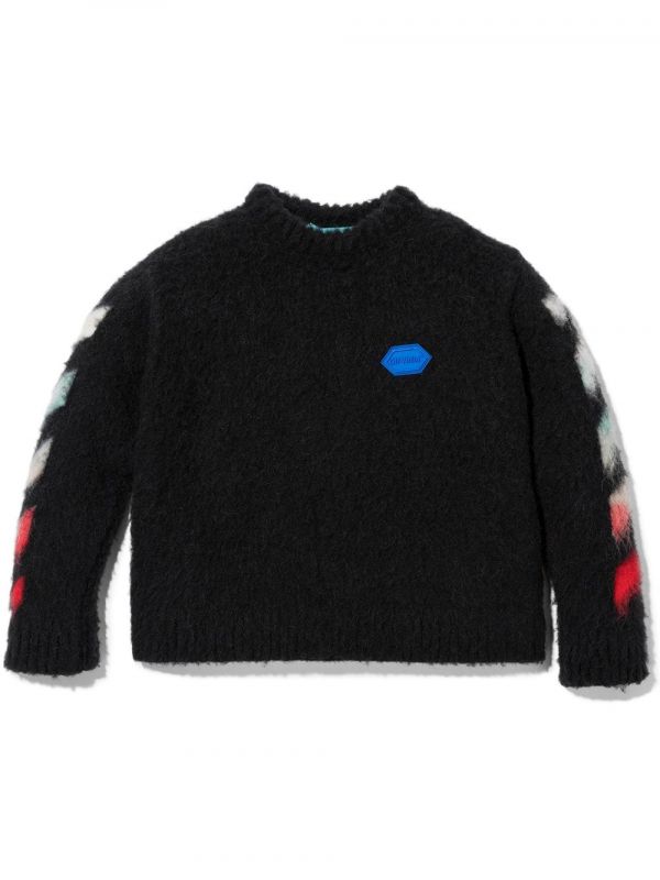  Off-white Kids Arrows Brushed-effect Jumper - Black 