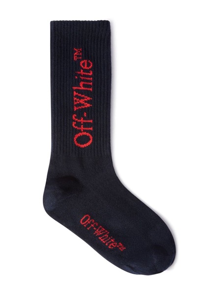  Off-white Kids Bookish Logo-jacquard Socks - Blue 