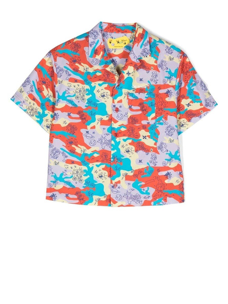  Off-white Kids Camouflage-print Short-sleeved Shirt - Multicolour 