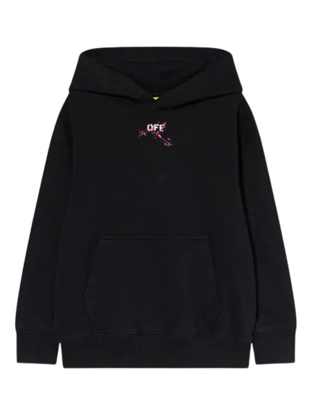  Off-white Kids Diagonal Spla Graphic Hoodie - Black 
