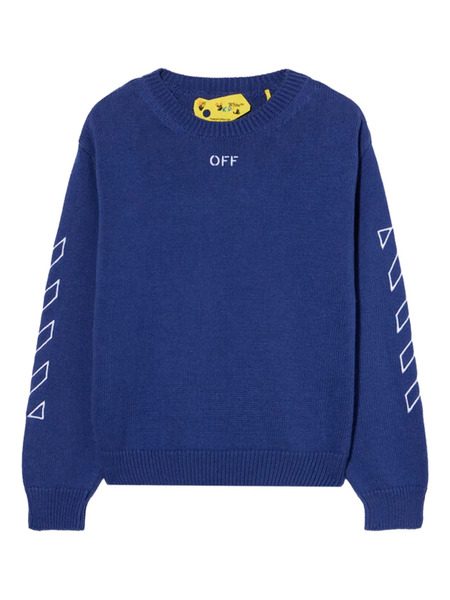  Off-white Kids Diagonal-stripe Crew-neck Sweater - Blue 