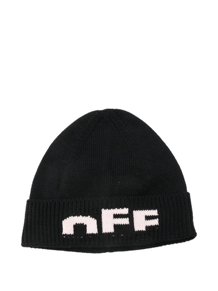  Off-white Kids Embroidered-logo Beanie Hat - Brown 