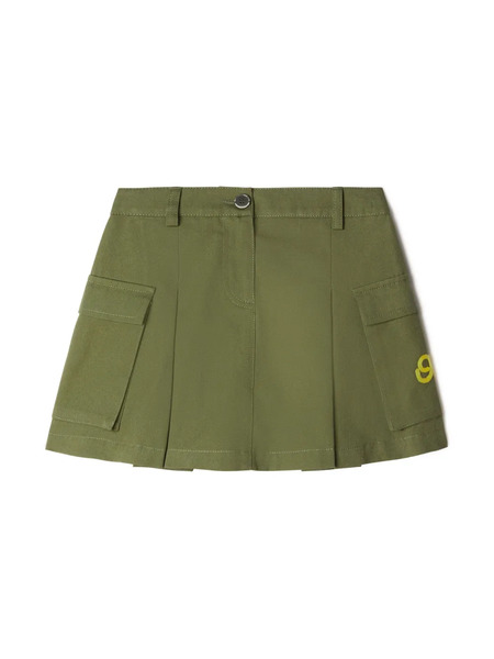  Off-white Kids Embroidered-logo Pleated Cargo Skirt - Green 