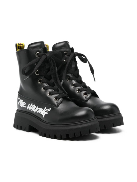  Off-white Kids For Walking Combat Boots - Black 