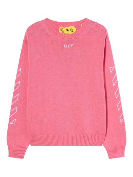  Off-white Kids Geometric Sleeve Logo Sweater - Pink 