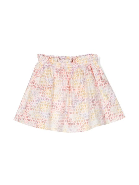 Off-white Kids Logo-print Cotton Flared Skirt 