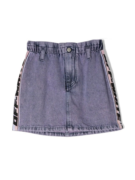  Off-white Kids Logo-stripe Denim Skirt - Purple 