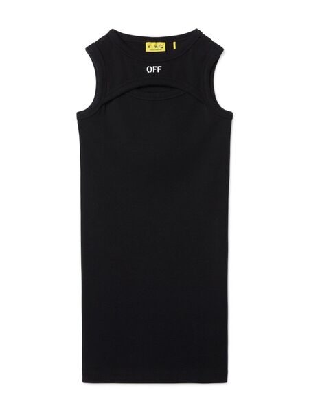  Off-white Kids Off-stamp Ribbed Dress - Black 