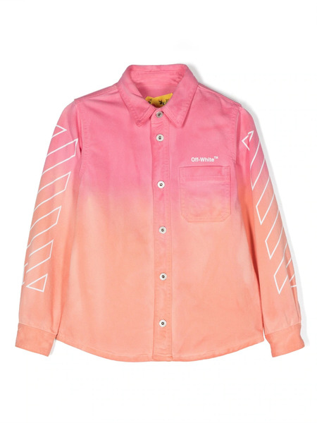  Off-white Kids Tie-dye Effect Long Sleeved Shirt - Pink 
