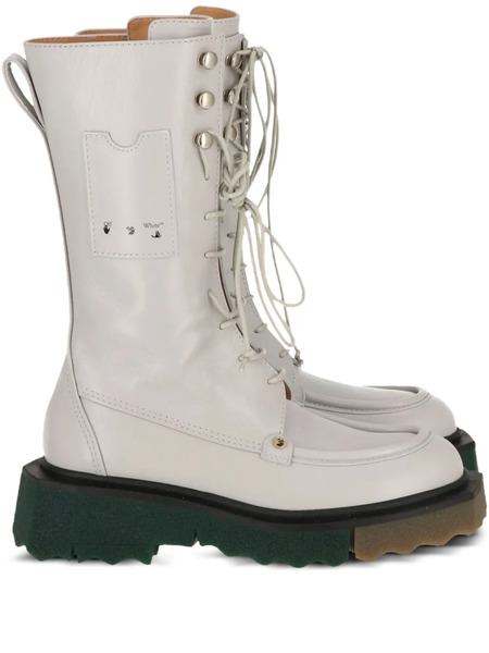  Off-white Lace-up Platform Boots - Grey 