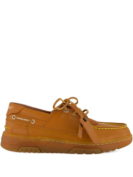  Off-white Leather Boat Shoes - Brown 