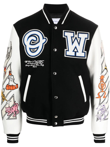  Off-white Logic Patch Varsity Jacket - Black 