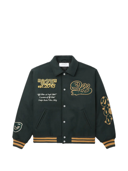  Off-white Logo-embroidered Bomber Jacket - Green 