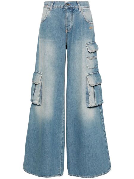  Off-white Logo-embroidered Cargo Jeans - Blue 