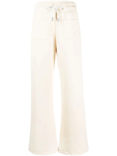  Off-white Logo-embroidered Flared Track Pants - Yellow 