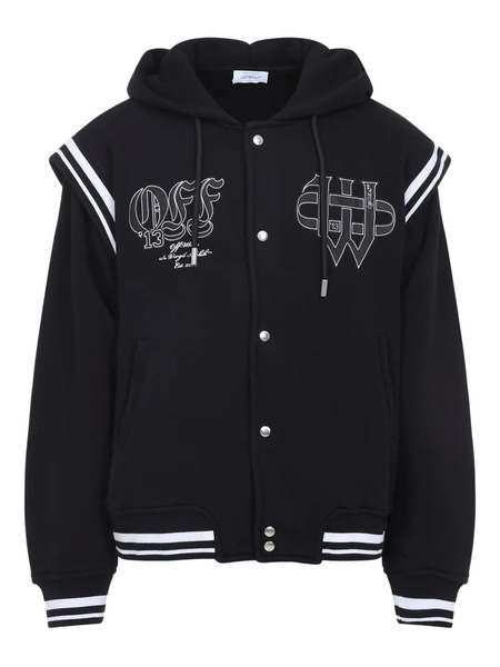 Off-white Logo-embroidered Hooded Jacket - Black 