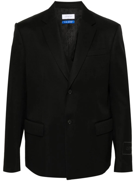  Off-white Logo-embroidered Wool Blazer - Black 