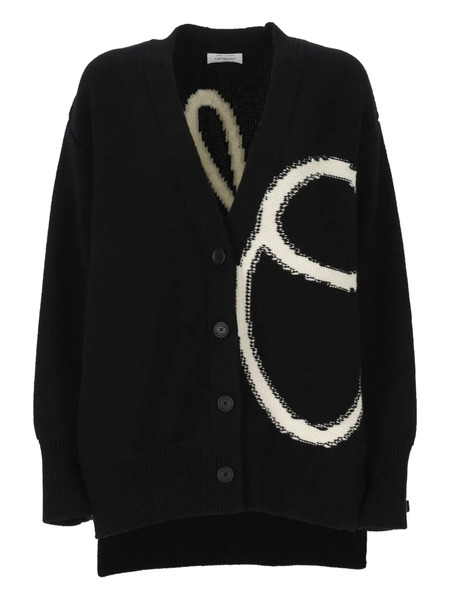  Off-white Logo-intarsia Wool Cardigan - Black 